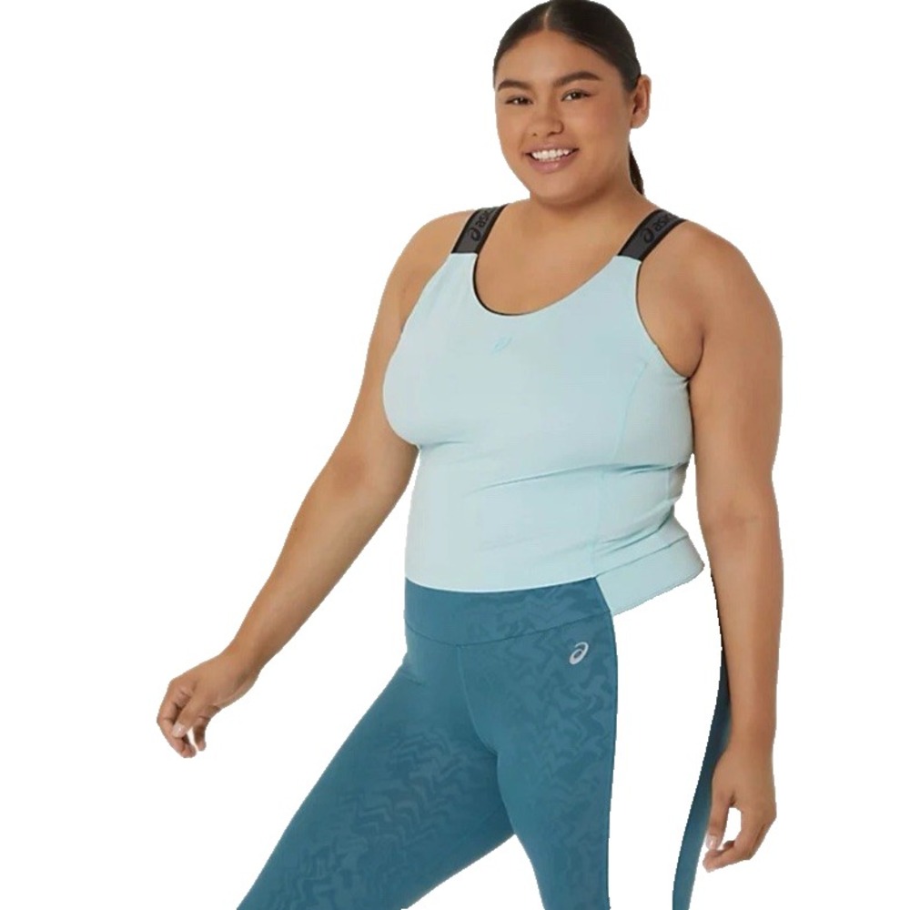 ASICS Women's XL FIT SANA Cropped Tank w/ Built-In Bra in Aquamarine